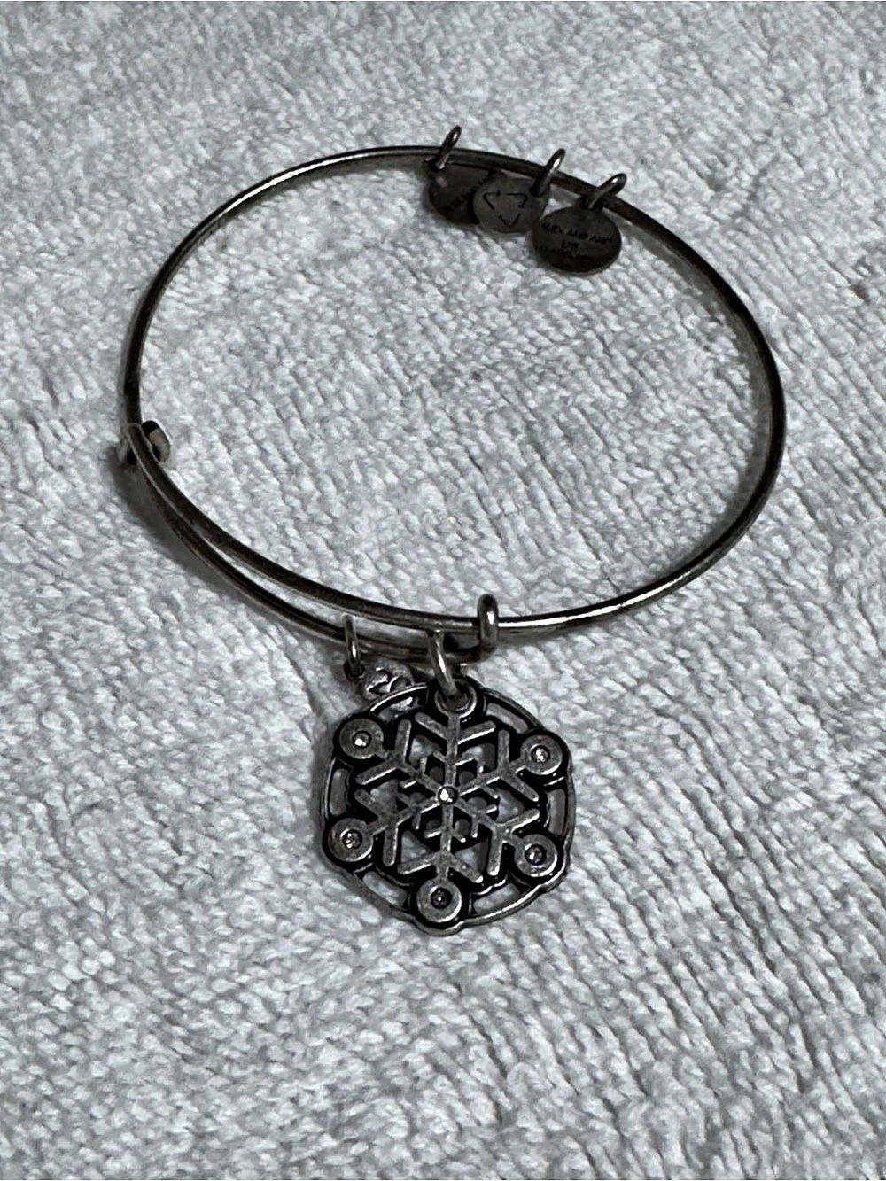 Alex and Ani Snowflake Charm Bangle in Silver